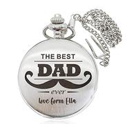 howson london Personalised Pocket Watch Engraved Polished Watch as Fathers Day Gitfs for Dad Daddy Him Men Stepfather Stepdad Custom Gift for Birthday Christmas with Gift Box (Silver)