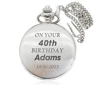 howson london Personalised Pocket Watch Engraved Watch Custom Gift Pocket Watch for Birthday Best Man Daddy Him Men Stepfather Stepdad Grandad Gift with Gift Box (Silver)