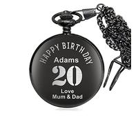 howson london Personalised Pocket Watch Engraved Watch Custom Gift Pocket Watch for Birthday Best Man Daddy Him Men Stepfather Stepdad Grandad Gift with Gift Box (Black)