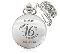 howson london Personalised Pocket Watch Engraved Watch Custom Gift Pocket Watch for Birthday Best Man Daddy Him Men Stepfather Stepdad Grandad Gift with Gift Box (Silver)