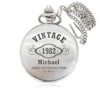 howson london Personalised Pocket Watch Engraved Watch Custom Gift Pocket Watch for Birthday Best Man Daddy Him Men Stepfather Stepdad Grandad Gift with Gift Box (Silver)