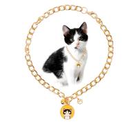 HOWWFALY Dog Collar and Cat Chain Necklace Stainless Steel Adjustable 18K Gold Heart-Shaped Necklace for Small Pets Cats Kitten Puppy (Gold, 13.7 inch)