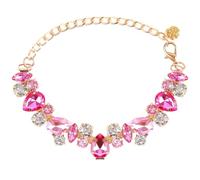 HOWWFALY Dog Collar and Cat Collar Gold Chain Necklace Stainless Steel Adjustable Pink Diamonds Collar with Cute Pet Paw for Small Medium Pets Cats Dogs Kitten Puppy(Pink, L)