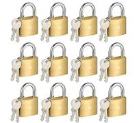 HOX 12-Pack Keyed Padlock, Waterproof and Rustproof, Solid Brass Lock with 1-1/4" Wide Body, Padlock with Keys for Storage Unit, Sheds, Garages and Fence