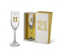 Hox 21st Birthday Champagne Flute - Gold Design Glass for Prosecco, Champagne & Sparkling Wine - Premium Gift-Boxed Celebration Glass