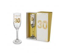 Hox 30th Birthday Champagne Flute - Gold Balloon Number 30 Glass, Elegant Gift Box, Clear Celebratory Prosecco & Sparkling Wine Glass for Milestone 30th Celebrations