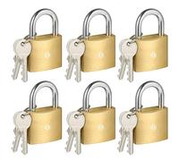HOX 6-Pack Keyed Padlock, Waterproof and Rustproof, Solid Brass Lock with 1-1/4" Wide Body, Padlock with Keys for Storage Unit, Sheds, Garages and Fence
