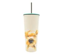 Hox 600ml Double Wall Stainless Steel Travel Soda Cup with Straw - Scruffy Dog