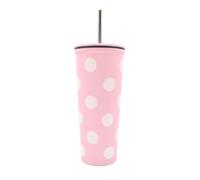 Hox 600ml Double Wall Stainless Steel Travel Soda Cup with Straw - Spots