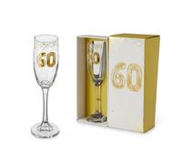 Hox 60th Birthday Champagne Flute in Gift Box - Elegant Gold Balloon-Style ‘60’ Design for Prosecco, Champagne & Celebrations - Crystal-Clear Glass Keepsake