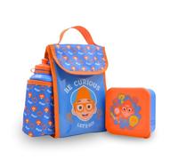 HOX Blippi 3 Piece Lunch Bag Set for Kids | School Set with Insulated Lunch Bag, 400ml Water Bottle and Snack Pot | Carry Bag with Bottle Holder