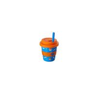 HOX Blippi Babyccino Travel Cup for Kids - 100ml Reusable Cold Drink Cup with Anti-Microbial Soft Straw, BPA-Free Silicone Lid & Grip, Spill-Resistant, Lightweight & Portable
