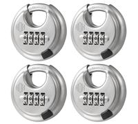 HOX Combination Lock, 4 Digit Disc Padlock with 3/8 Inch Hardened Steel Shackle, 2-3/4 Inch Wide Body, Keyless Heavy Duty Combo Lock for Hasp Latch, Sheds, Fences, Storage Locker (4 Pack)