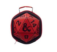 HOX Dungeons & Dragons D20 Dice Insulated Lunch Bag with Dragon Ampersand Logo, Thermal Food Cooler with Zip & Handle, Red & Black 24cm
