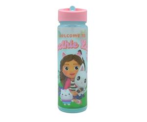 Hox Gabby's Dollshouse Reusable BPA free Kids Water Bottle with built in Carry Loop, Straw and Screw Lid - 600ml