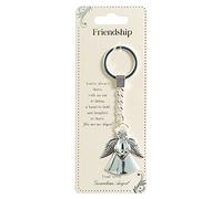 HOX Guardian Angel Silver Finish Angel Floating Keychain for Friendship | Rhinestone in Angels Head | Gift with Inspirational Message for Birthday and Any Occasion