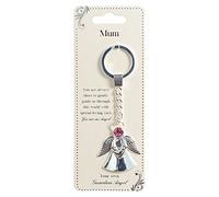 HOX Guardian Angel Silver Finish Angel Keychain for Mum or Grandmother| Pink Rhinestone in Angels Head with Inspirational Message for Mother's Day, Birthday, Christmas & Any Occasion