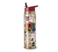 HOX Harry Potter Glitter Bottle - 600 ml | Food-Safe Plastic Water Bottle with Carry Loop | Reusable Travel Bottle w/Spills-Proof Spout for Kid’s School, Picnic