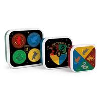 HOX Harry Potter Hogwarts Snack Containers Set of 3, Nesting Lunch and Snack Boxes with Push-Fit Lids, BPA-Free Plastic Food Storage for School, Work and Travel