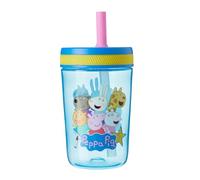 HOX Kelso Children's Water Bottle with Soft Sipper Straw - 443ml, BPA-Free, Leak-Proof, Durable & Portable for Kids - Peppa Pig, Blue