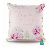 Hox Luxe Jewel Cushion for Mum, Floral Hydrangea Design with Sentimental ‘Mums Are Angels in Disguise’ Quote, Deep-Filled 46 x 46cm Decorative Pillow