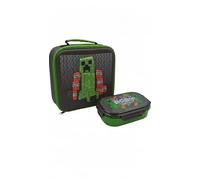 HOX Minecraft 3D Creeper Kids Lunch Bag & Bento Box Set - Officially Licensed Minecraft Lunchbox with Food Container, Insulated Lunch Bag for Boys & Girls, 11 x 21 x 24 cm