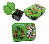 HOX Minecraft Creeper Kids Bento Lunch Box with 3 Sections