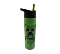 HOX Minecraft Creeper Steel Water Bottle 750ml - Lightweight Steel Sports Drinks Bottle with Flip-Top Spout - Leak Proof + Carry Handle