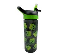 HOX Minecraft Movie Atlantic Creeper 600ml Drinks Bottle Durable Plastic School Water Bottle + Removable straw, Leak Proof | Gift for Minecraft fans, Black