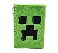 HOX Minecraft Movie Creeper Fluffy Plush Notepad | Soft & Plush Green Cover Journal Notebooks for Writing, Hard Cover with A5 Sheet Lined Pages | Officially Licensed Gamer Stationery