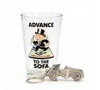 HOX Monopoly Pint Glass & Keyring Gift Set - Official Board Game Merchandise, Fun Collectible Gift for Fans for Birthdays & Christmas!