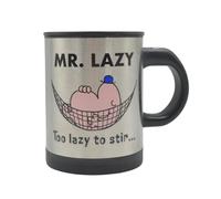 HOX Mr Men Mr Lazy Battery Powered Stainless Steel Self Stirring Mug, Silver