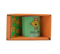 HOX Mr Men Mr Silly Full of dad Jokes Ceramic Mug & Drinks Coaster Gift Boxed Gift Set