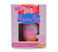 HOX Peppa Pig Super Mummy Mug & Pink Socks Gift Set | Novelty Mummy Pig Mug & Fluffy Crew Socks | Gift for Mothers Day or Christmas