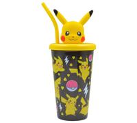 HOX Pokemon 3D Pikachu Heads Sipper Drinks Cup | Eco Freindly BPA-Free Plastic School Water Sipper with Removable Straw Gift for Pokemon Fan & Collector | Officially Licensed Merchandise