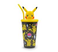 HOX Pokemon 3D Pikachu Heads Sipper Drinks Cup | Eco Friendly Plastic School Water Sipper with Removable Straw Gift for Pokemon Fan & Collector | Officially Licensed Merchandise