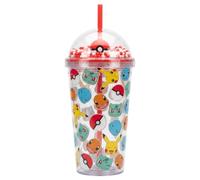 HOX Pokemon 3D Soda Cup 450ml with Straw | Dual-layer chamber, domed screw-tight lid decorated with Pikachu, Bulbasaur, Charmander, Squirtle.