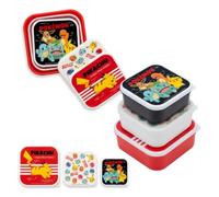 HOX Pokémon Pikachu Snack Containers Set of 3 Kids Lunch Boxes | Nesting BPA-free plastic boxes with push fit lids for school lunches, snacks, leftovers and picnics