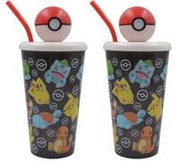 HOX Pokémon Pokéball 3D Sipper Tumbler - Officially Licensed, BPA-Free, Reusable & Kid-Friendly Drinkware, Black (Pack of 2)