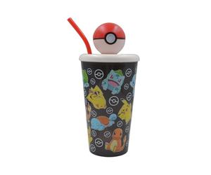 HOX Pokémon Pokéball 3D Sipper Tumbler - Officially Licensed, BPA-Free, Reusable & Kid-Friendly Drinkware, Black