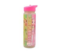 Hox Rainbow High Pink Reusable BPA free Kids Water Bottle with built in Carry Loop, Straw and Screw Lid - 600ml