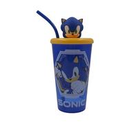 HOX Sonic The Hedgehog 3D Heads Sipper Drinks Cup | BPA-Free Plastic School Water Sipper with Removable Straw | Gift for Sonic Fan & Collector | Officially Licensed Merchandise