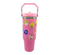 HOX Squishmallows 30oz 900 ML Pink Travel Mug Coffee Cup Tumbler with Leakproof Straw & Lid | Stainless Steel Double Wall Vacuum Insulated Water Bottle for Office, Car | Cold for 17Hrs & Hot for 5Hrs