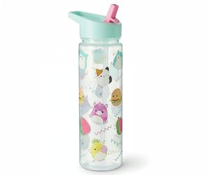 Hox Squishmallows 600ml Kids Water Bottle with Straw, Leak Proof Flip Spout, BPA Free Reusable Drinks Bottle with Carry Loop, Cute Kawaii Character Design for School & Travel