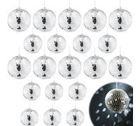Hoxfly 20PCS Silver Mirror Disco Balls, 2 Sizes (5cm/2 inch & 4cm/1.5 inch), Christmas Tree Ornaments, Hanging Disco Balls for Party Decoration