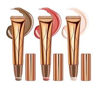 Hoxfly 3PCS Cream Contour Beauty Wand, Liquid Highlighter Wand, Blush Wand with Cushion Applicator, Long Lasting Smooth Natural Matte Finish, Face Blush Illuminator Makeup Stick, Cream Blush Stick