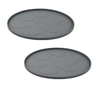 Hoxfly Cat Food Mat, 27.5× 27.5 ×1 cm Non-Slip Silicone Pet Bowl Mat, Easy to Clean, Washable Round Dogs Placemat for Floors, Waterproof Cats Feeding Mats for Water, Home, Outdoor (2 Pieces, Grey)