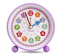 Hoxfly Children's Alarm Clock, Silent Non Ticking Analog Quartz Alarm Clock with Snooze and Light, Bedside Alarm Clock, Wake Up Clock for Kids, Learn The Time Childrens Boys Girls Alarm Clock (C)