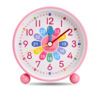 Hoxfly Children's Alarm Clock, Silent Non-Ticking Analog Quartz With Snooze and Light, Bedside Wake Up Clock for Kids, Learn The Time Boys Girls (A)