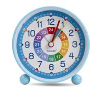 Hoxfly Children's Silent Non-Ticking Analog Quartz Alarm Clock With Snooze and Light, Bedside Wake Up Clock for Kids, Learn The Time Boys Girls (B)